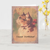 Carte Vintage Kitty, Joyeux anniversaire (Fleur jaune)