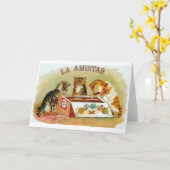 Carte vintage La Amistad Kitten Cigar et note (Fleur jaune)