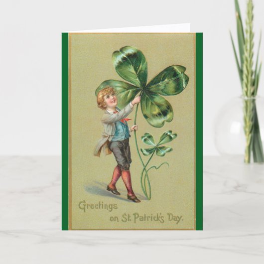 Carte Vintage Lad With Shamrocks Greeting Card (Devant)