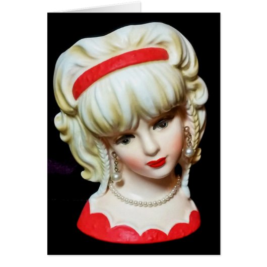Carte vintage Lady Head Vase Platinum Blonde Braid (Devant)