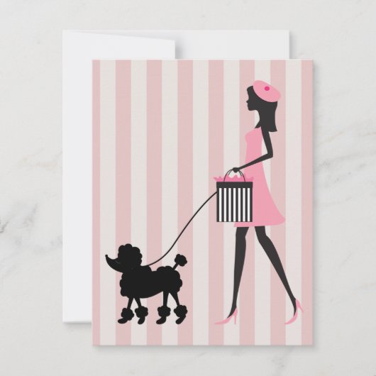 Carte Vintage Lady marche caniche noire (Devant)