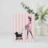 Carte Vintage Lady marche caniche noire (Debout devant)