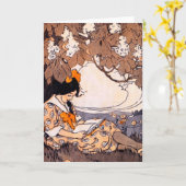 Carte Vintage Lecture sous un arbre (Fleur jaune)