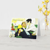 Carte Vintage - Lit en Lit de nuit, (Fleur jaune)