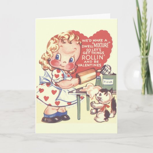 Carte vintage Little Baker Saint Valentin (Devant)