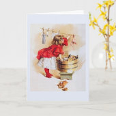 Carte vintage Little Girl Note (Fleur jaune)