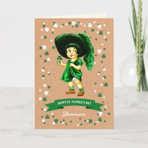 Carte Vintage Little Irish Girl St. Patrick's Day Card