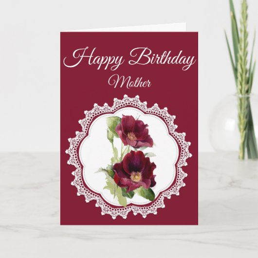 Carte Vintage look Red Roses Flower pour l'anniversaire (Devant)