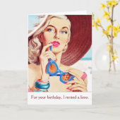 Carte Vintage - Loué un Limo pour votre anniversaire, (Fleur jaune)