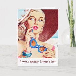 Carte Vintage - Loué un Limo pour votre anniversaire,