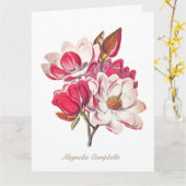 Carte Vintage Magnolia rose Fleurs blanches (Fleur jaune)