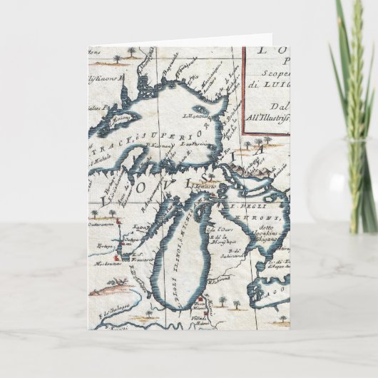 Carte Vintage Map of the Great Lakes (1696) (Devant)