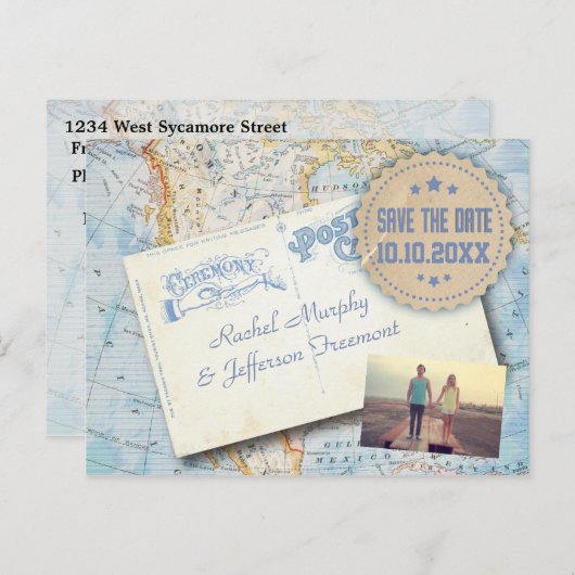 Carte vintage & Mariage Carte Postale Enregistrer  (Devant / Derrière)