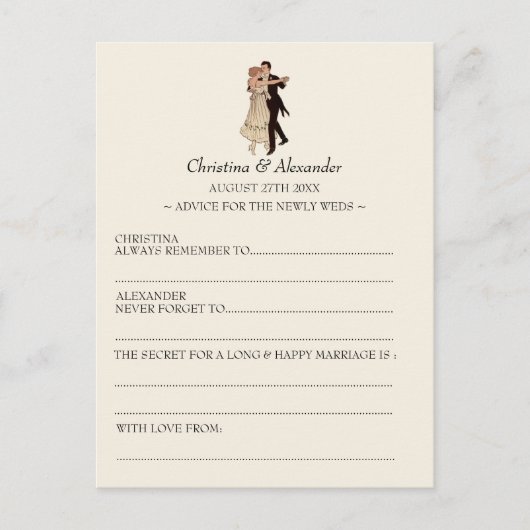 Carte Vintage Mariage et Lib Conseil 1920's Thème (Devant)