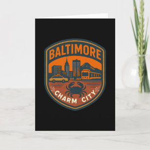 Carte Vintage Maryland Ltimore Charm City Rétro Crabe Ci