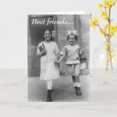 Carte Vintage - Meilleurs amis, (Fleur jaune)