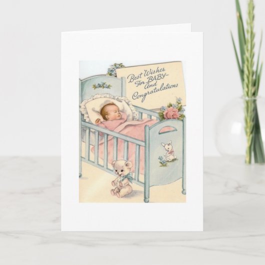 Carte Vintage - Meilleurs voeux pour bébé, (Devant)