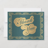 Carte vintage Merci Bleu et Or (Devant)