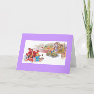 Carte Vintage Mère & Enfants Wagon Tumble