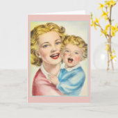 Carte vintage Mère Et Bébé (Fleur jaune)