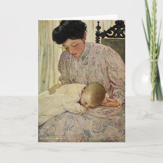Carte vintage mère et bébé (Devant)