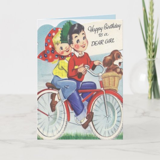 Carte vintage mignonne de joyeux anniversaire (Devant)