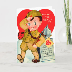 Carte vintage militaire de Saint-Valentin