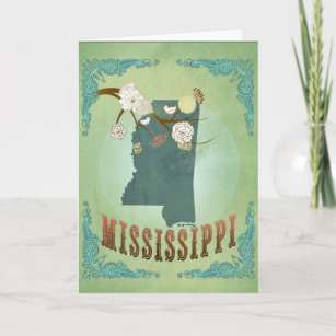 Carte vintage moderne d'état du Mississippi - vert