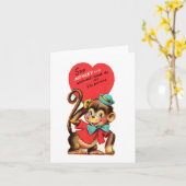 Carte Vintage Monkey Valentine (Fleur jaune)