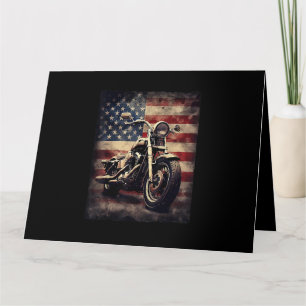 Carte Vintage Motorcycle USA Drapeau Retro Biker América
