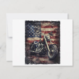 Carte Vintage Motorcycle USA Drapeau Retro Biker América