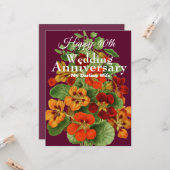 Carte Vintage Nasturtium Joyeux 40ème anniversaire de Ma (Devant/Arrière en situation)