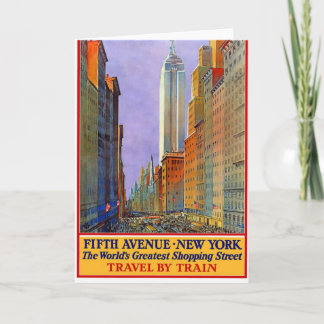 Carte Vintage New York Fifth Avenue Voyage en train