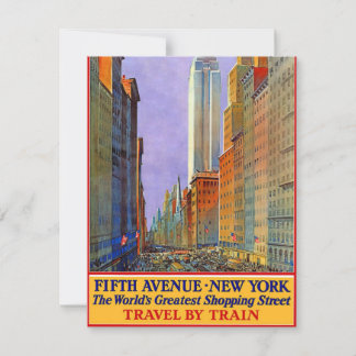 Carte Vintage New York Fifth Avenue Voyage en train