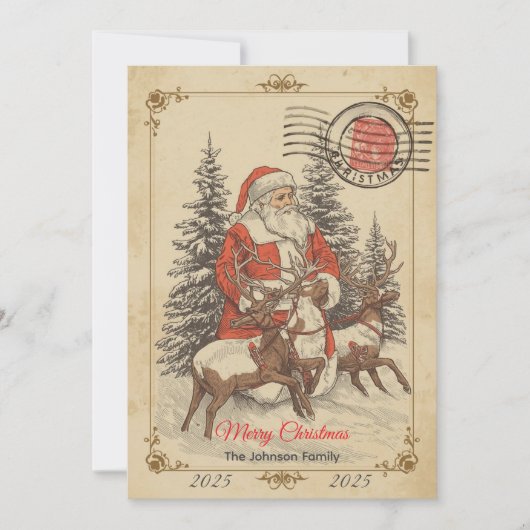 Carte Vintage Noël à main (Devant)