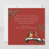 Carte Vintage Noël Cardinal Oiseaux Red Holiday Appartem (Dos)