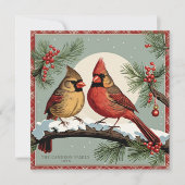 Carte Vintage Noël Cardinal Oiseaux Red Holiday Appartem (Devant)