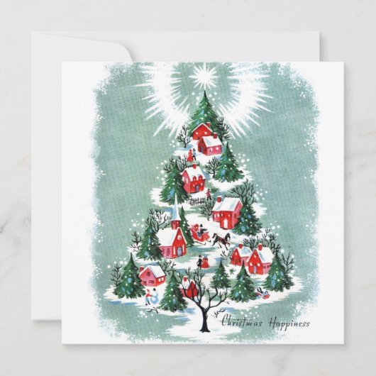 Carte Vintage Noël Cheval Sleigh (Devant)