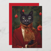 Carte Vintage Noël en chat plat (Devant / Derrière)
