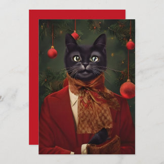 Carte Vintage Noël en chat plat