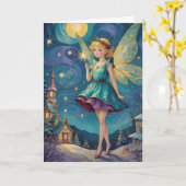 Carte Vintage Noël Fée sur mesure (Fleur jaune)