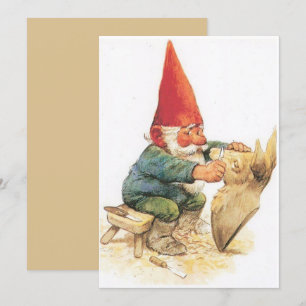 Carte Vintage Noël Gnome Carving Holiday Card