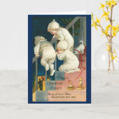 Carte Vintage Noël mignon enfants 1940s (Fleur jaune)