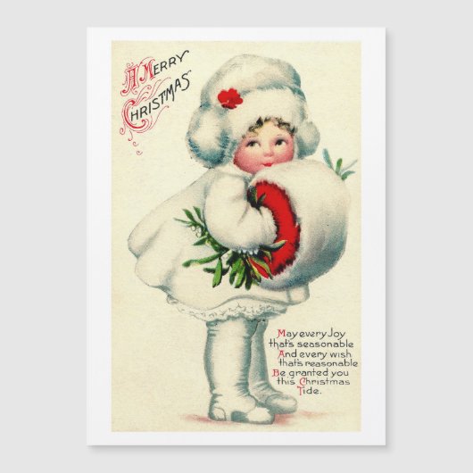 Carte Vintage Noël Neige Enfant (Devant)