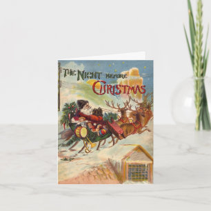 Carte Vintage Noël Nuit avant Noël Merci