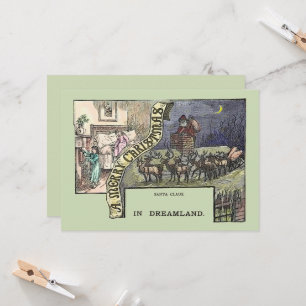 Carte Vintage Noël Père Noël Reindeer et les enfants