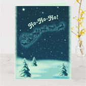 Carte Vintage Noël Père Noël Sleigh Winter Scène (Fleur jaune)