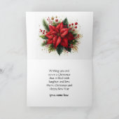 Carte Vintage Noël Rouge Poinsettia (Intérieur)