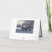 Carte Vintage Noël Scène Cottage Snowman (Dos)