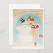 Carte Vintage Noël Snowman (Devant / Derrière)